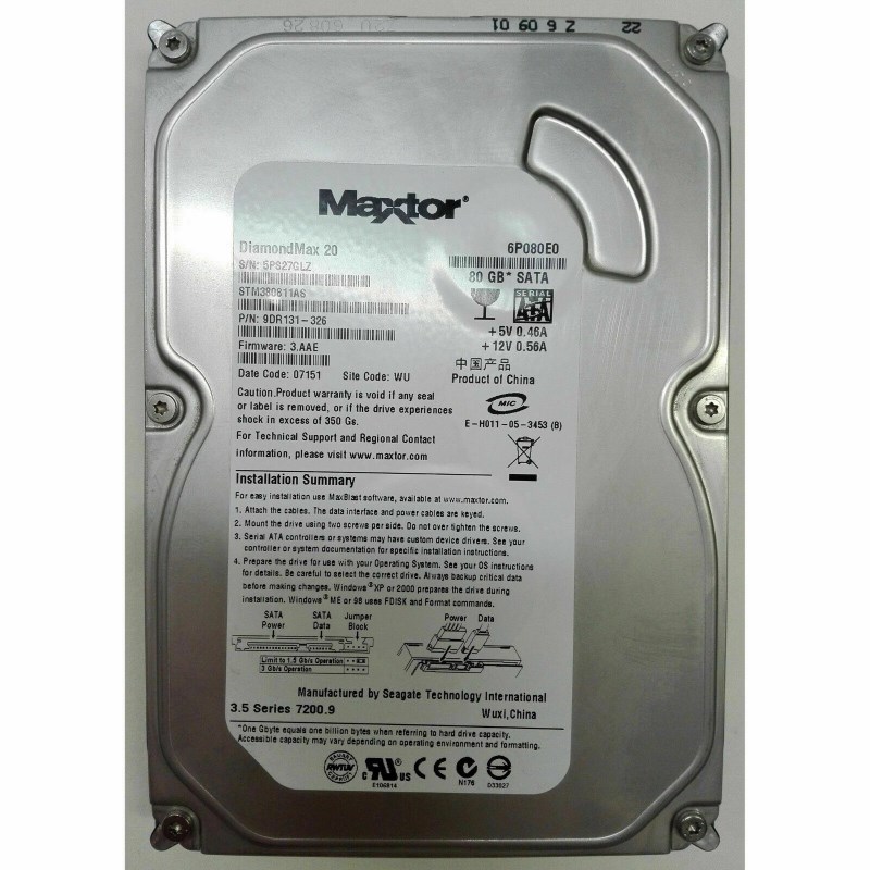 Жесткий диск Maxtor 6P080E0 80Gb 7200 SATAII 3.5" HDD 6P080E0 - фото 27897