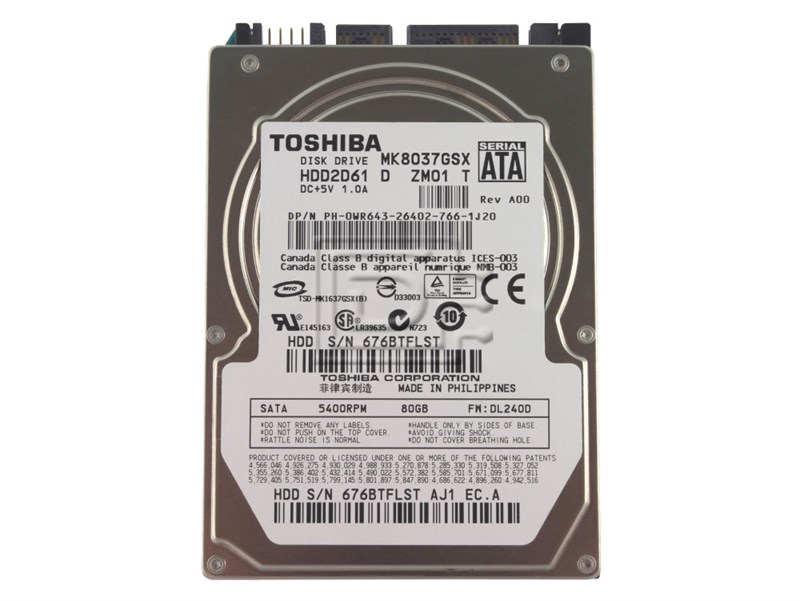 Жесткий диск Toshiba MK8037GSX 80Gb 5400 SATAII 2,5" HDD MK8037GSX - фото 27984