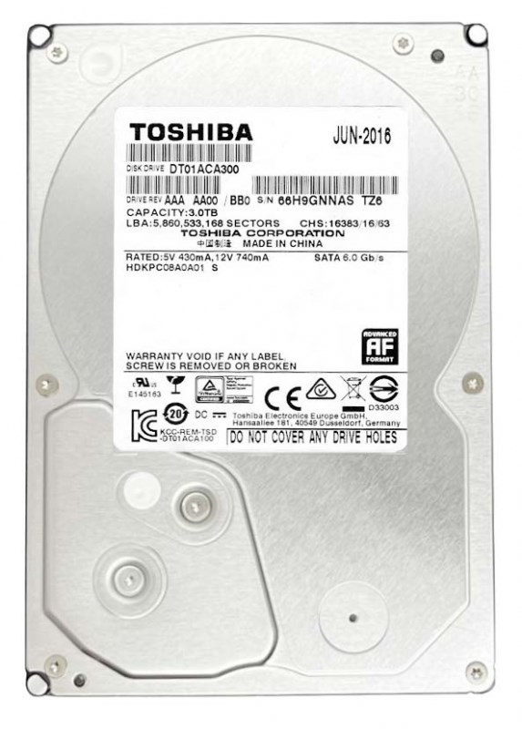 Жесткий диск Toshiba DT01ACA300 3Tb SATAIII 3,5" HDD DT01ACA300 - фото 28036