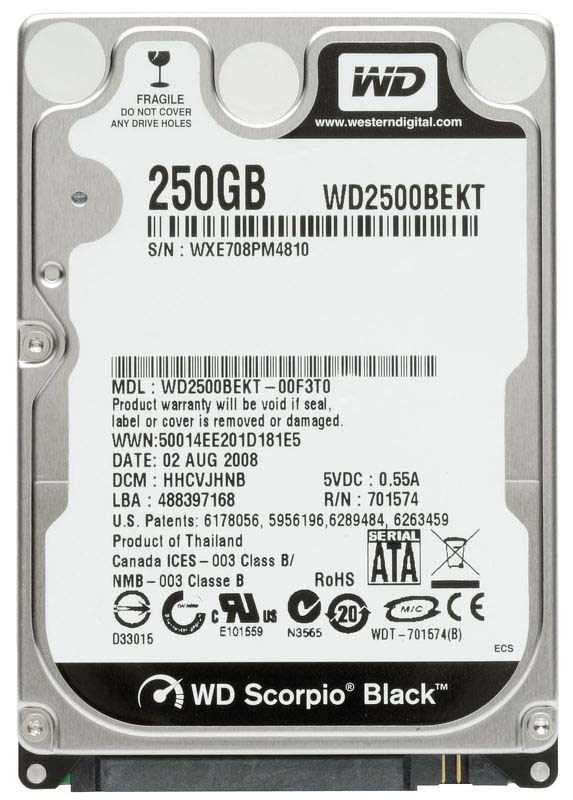 Жесткий диск Western Digital WD2500BEKT 250Gb 7200 SATAII 2,5" HDD WD2500BEKT - фото 28142