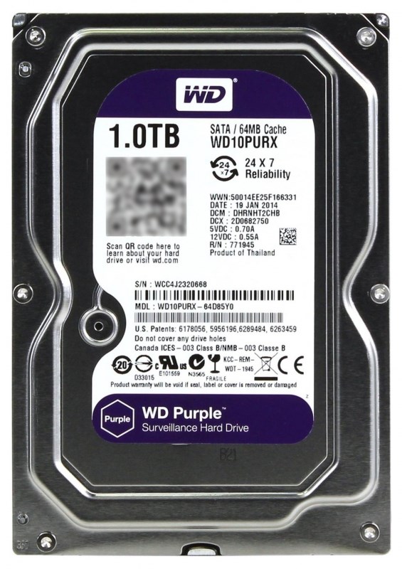 Жесткий диск Western Digital WD10PURX 1Tb IntelliPower SATAIII 3.5" HDD WD10PURX - фото 28206