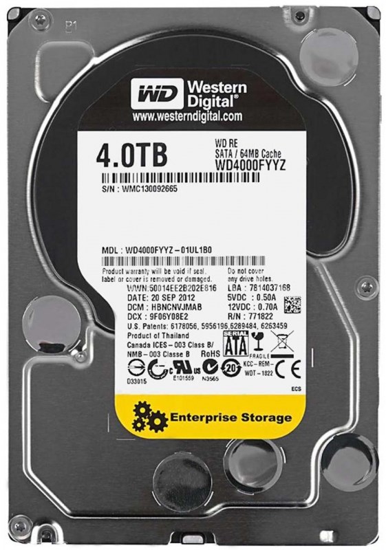 Жесткий диск Western Digital WD4000FYYZ 4Tb SATAIII 3,5" HDD WD4000FYYZ - фото 28411