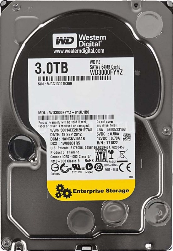 Жесткий диск Western Digital WD3000FYYZ 3Tb SATAIII 3,5" HDD WD3000FYYZ - фото 28418