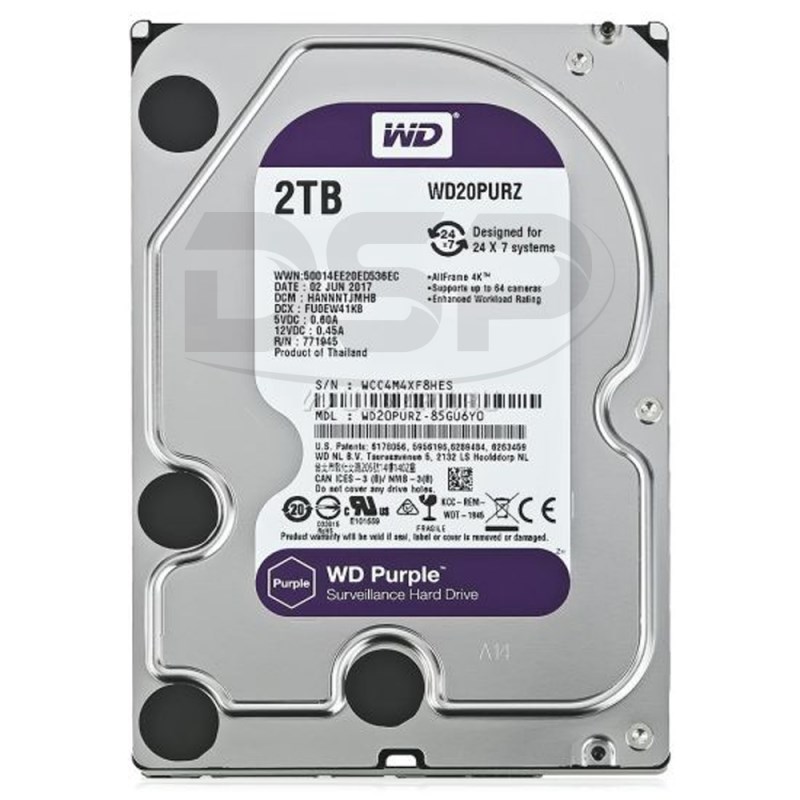 Жесткий диск Western Digital WD20PURZ 2Tb SATAIII 3,5" HDD WD20PURZ - фото 28432