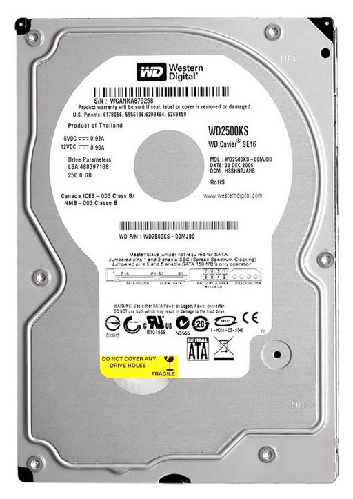 Жесткий диск Western Digital WD2500KS 250Gb SATAII 3.5" HDD WD2500KS - фото 28435