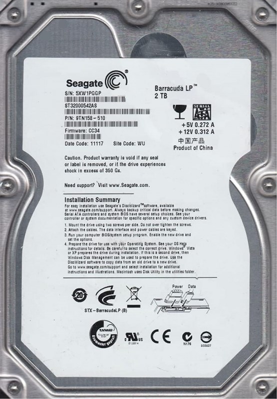 Жесткий диск Seagate 9TN158 2Tb SATAII 3,5" HDD 9TN158 - фото 28481