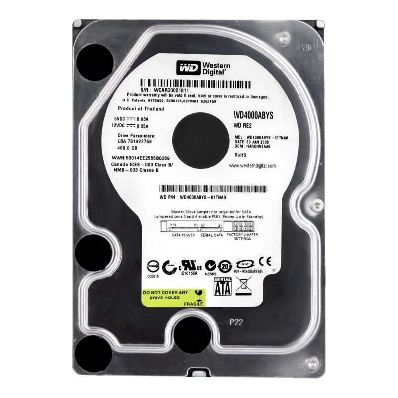 Жесткий диск Western Digital WD4000ABYS 400Gb 7200 SATAII 3.5" HDD WD4000ABYS - фото 28487