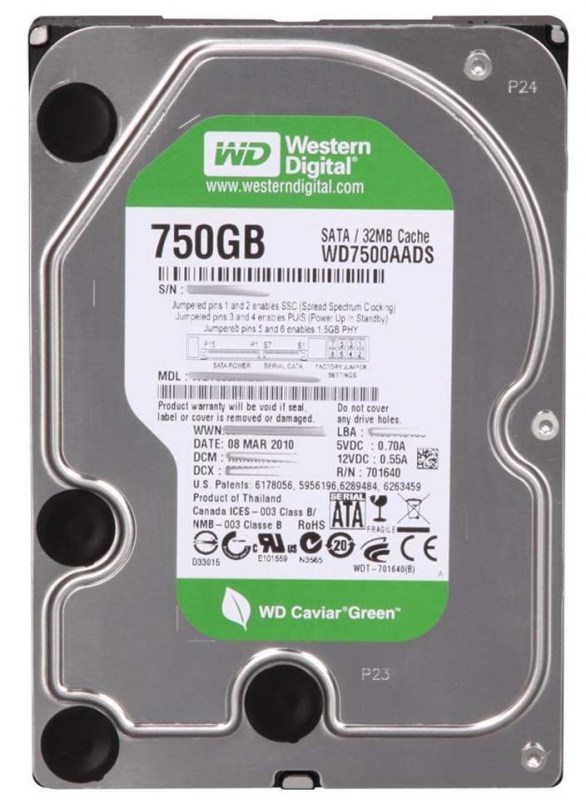 Жесткий диск Western Digital WD7500AADS 750Gb IntelliPower SATAII 3.5" HDD WD7500AADS - фото 28508