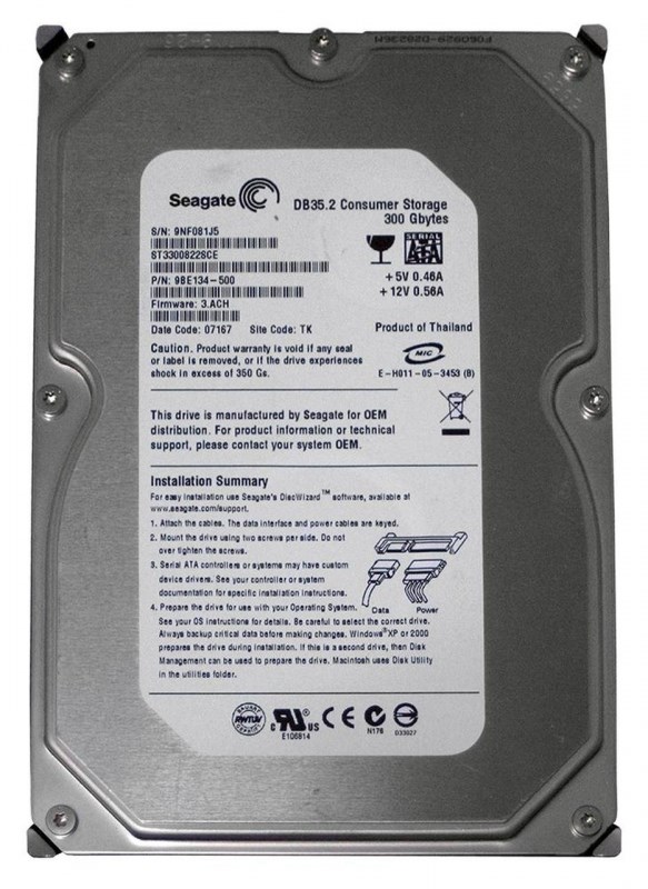 Жесткий диск Seagate ST3300822SCE 300Gb 7200 SATAII 3.5" HDD ST3300822SCE - фото 28537