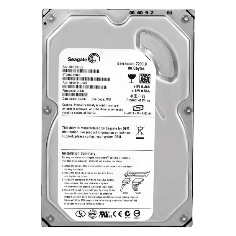 Жесткий диск Seagate ST3802110AS 80Gb 7200 SATAII 3.5" HDD ST3802110AS - фото 28557