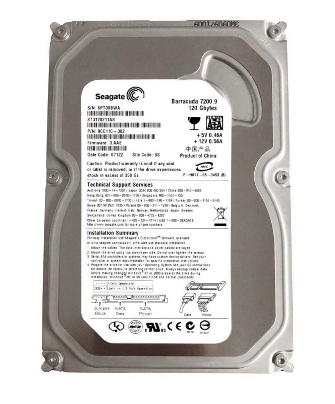 Жесткий диск Seagate ST3120211AS 120Gb 7200 SATAII 3.5" HDD ST3120211AS - фото 28577