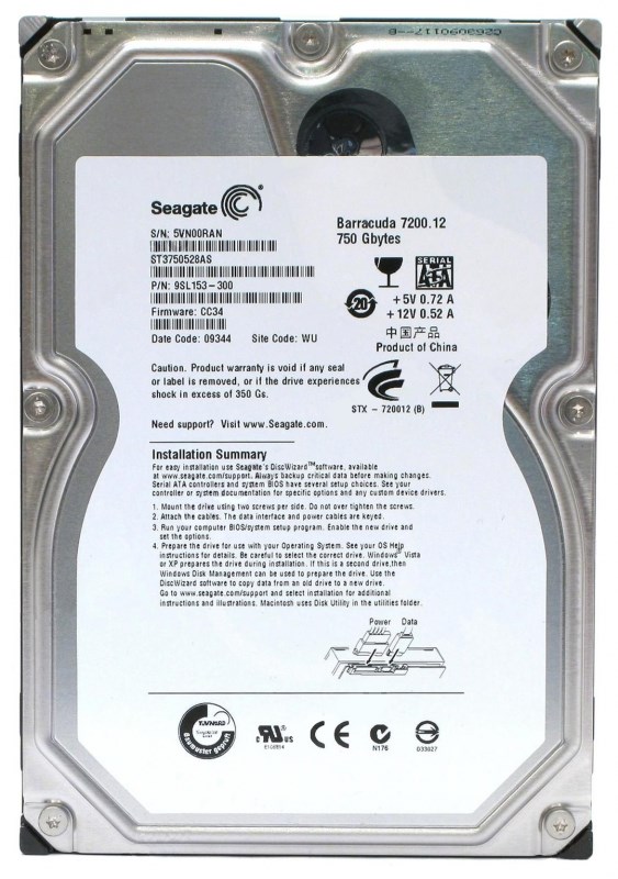 Жесткий диск Seagate 9SL153 750Gb SATAII 3,5" HDD 9SL153 - фото 28670