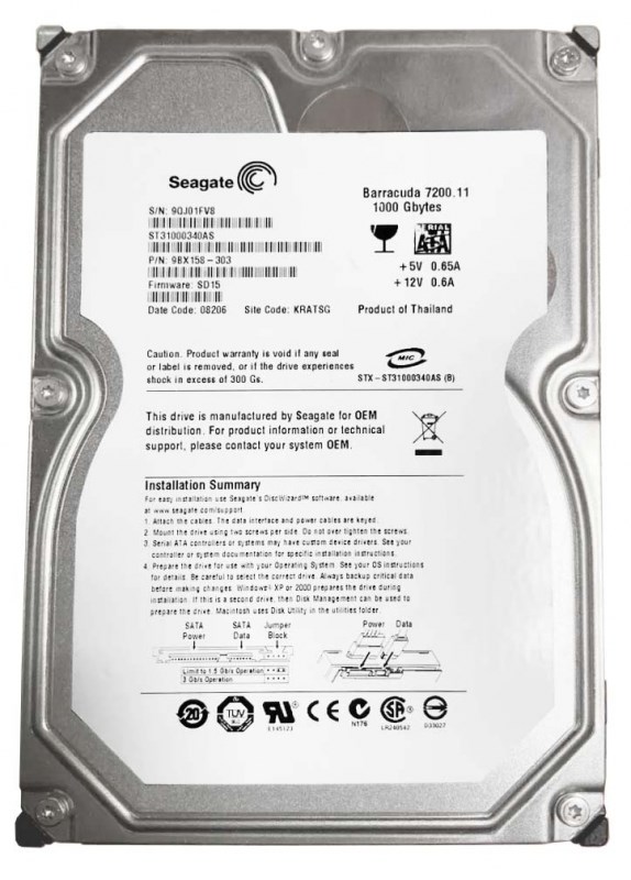 Жесткий диск Seagate 9BX158 1Tb SATAII 3,5" HDD 9BX158 - фото 28695