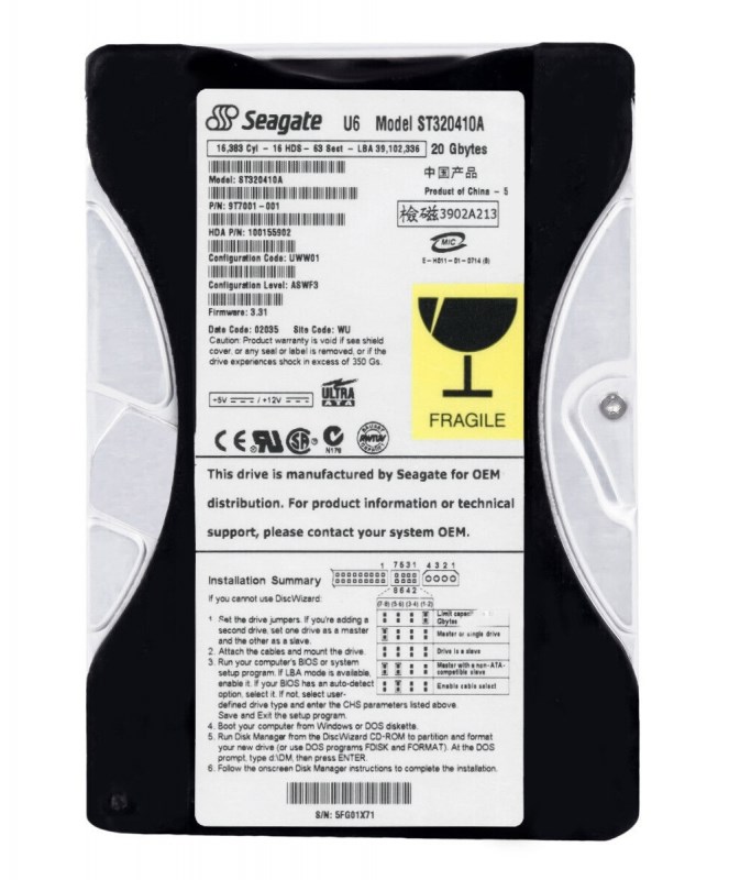 Жесткий диск Seagate ST320410A 20,4Gb 5400 IDE 3.5" HDD ST320410A - фото 28855