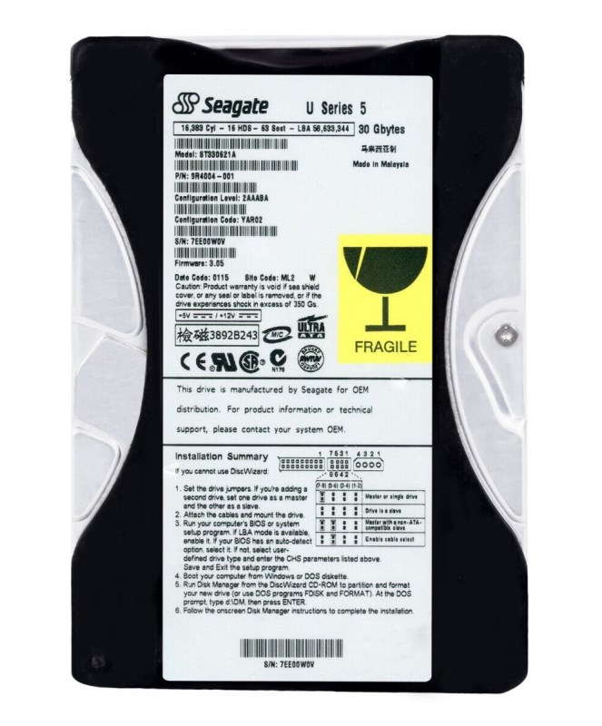 Жесткий диск Seagate ST330621A 30Gb 5400 IDE 3.5" HDD ST330621A - фото 28861