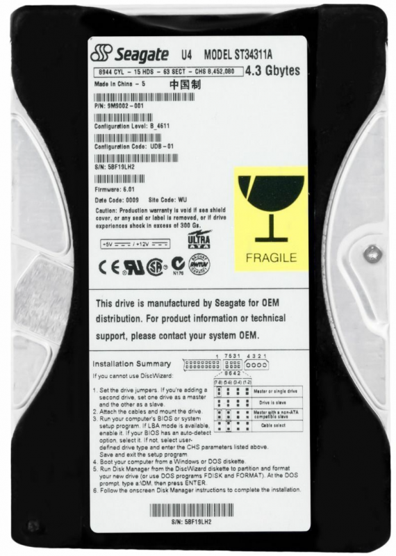 Жесткий диск Seagate ST34311A 4,3Gb 5400 IDE 3.5" HDD ST34311A - фото 28865