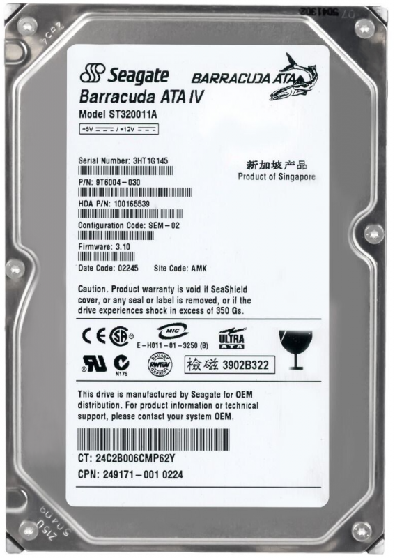 Жесткий диск Seagate ST320011A 20Gb 7200 IDE 3.5" HDD ST320011A - фото 28944