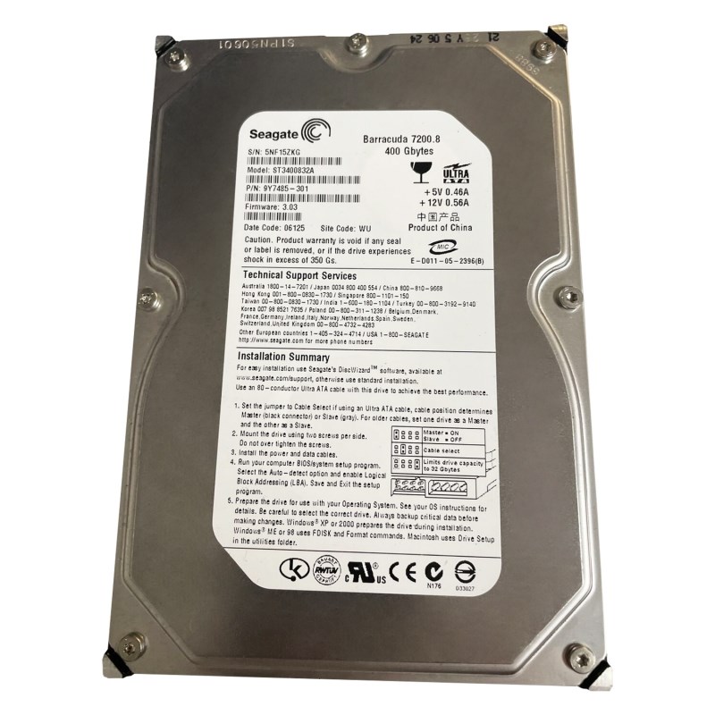 Жесткий диск Seagate ST3400832A 400Gb 7200 IDE 3.5" HDD ST3400832A - фото 28976