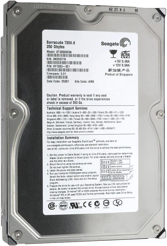 Жесткий диск Seagate ST3250823A 250Gb 7200 IDE 3.5" HDD ST3250823A - фото 28983