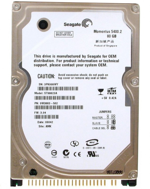 Жесткий диск Seagate 9W3883-502 80Gb 5400 IDE 2,5" HDD 9W3883-502 - фото 29012