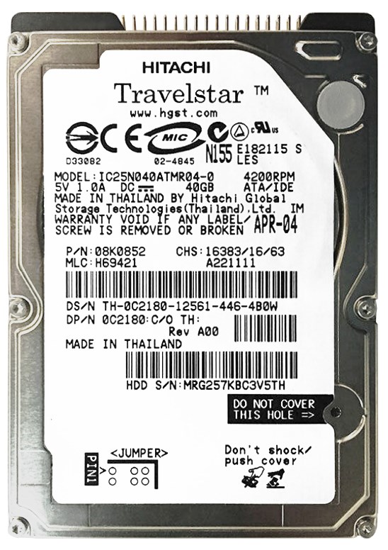 Жесткий диск Dell 08K0852 40Gb 4200 IDE 2,5" HDD 08K0852 - фото 29318