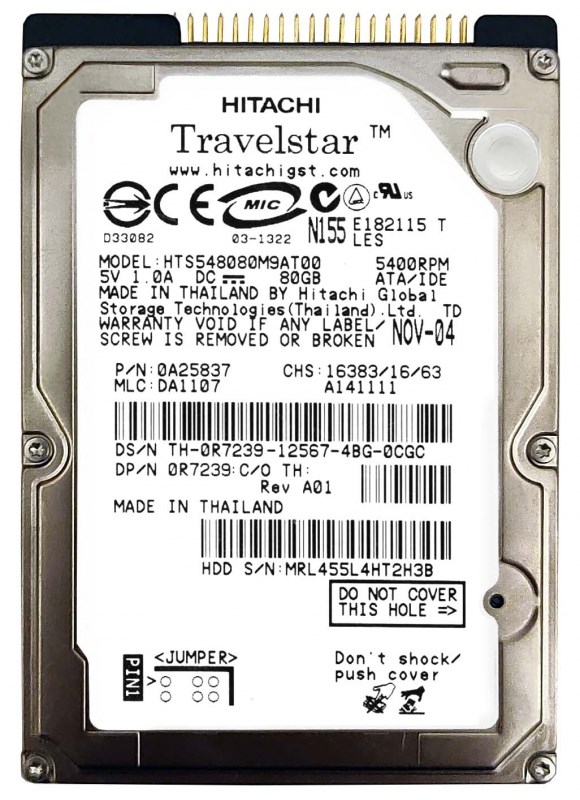 Жесткий диск Hitachi R7239 80Gb 5400 IDE 2,5" HDD R7239 - фото 29441