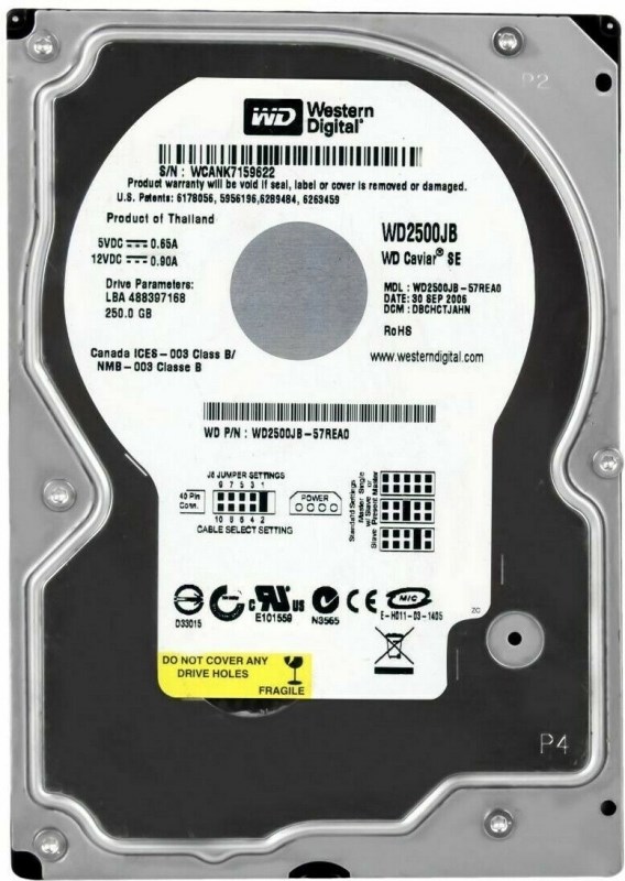 Жесткий диск Western Digital WD2500JB 250Gb IDE 3,5" HDD WD2500JB - фото 30287