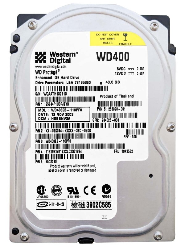 Жесткий диск Western Digital WD400EB 40Gb 5400 IDE 3.5" HDD WD400EB - фото 30299