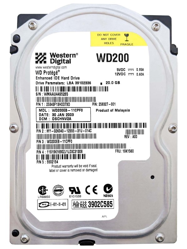 Жесткий диск Western Digital WD200EB 20Gb 5400 IDE 3.5" HDD WD200EB - фото 30302