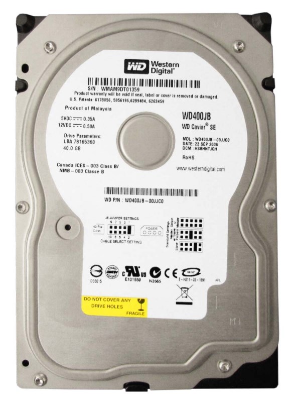 Жесткий диск Western Digital WD400JB 40Gb 7200 IDE 3.5" HDD WD400JB - фото 30317