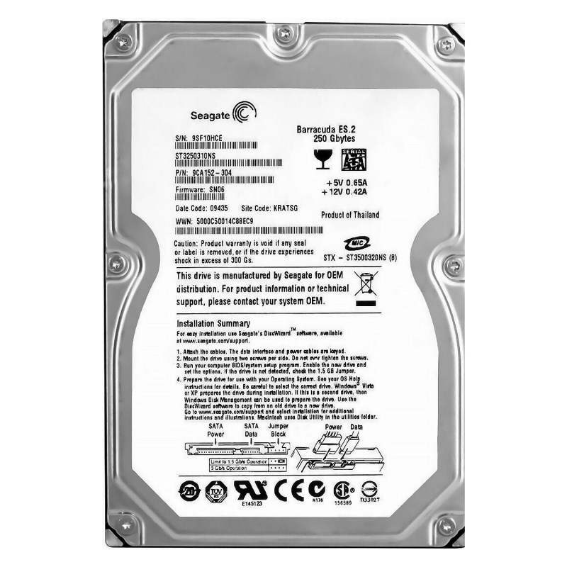 Жесткий диск Seagate 9CA152 250Gb SATAII 3,5" HDD 9CA152 - фото 30541