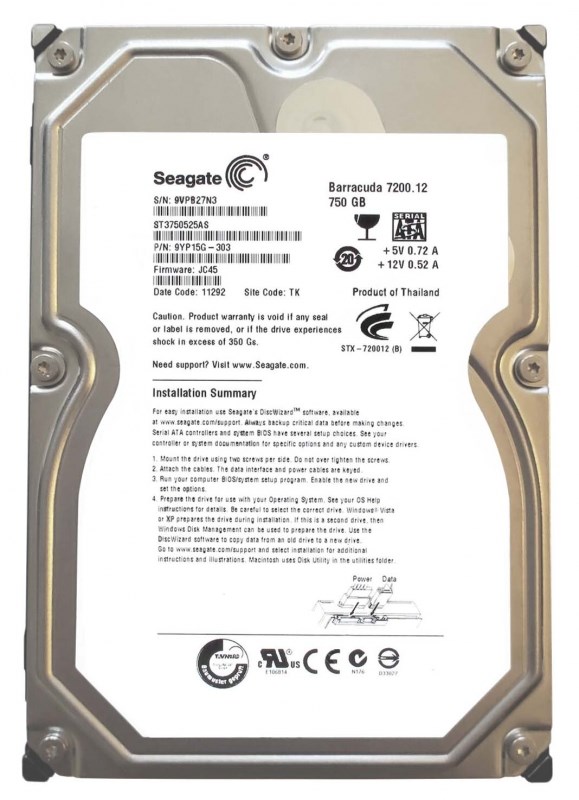 Жесткий диск Seagate 9YP15G 750Gb SATAIII 3,5" HDD 9YP15G - фото 30590