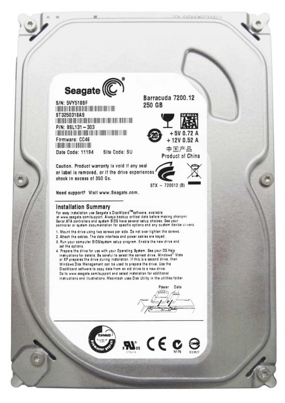 Жесткий диск Seagate 9SL131 250Gb SATAII 3,5" HDD 9SL131 - фото 30597