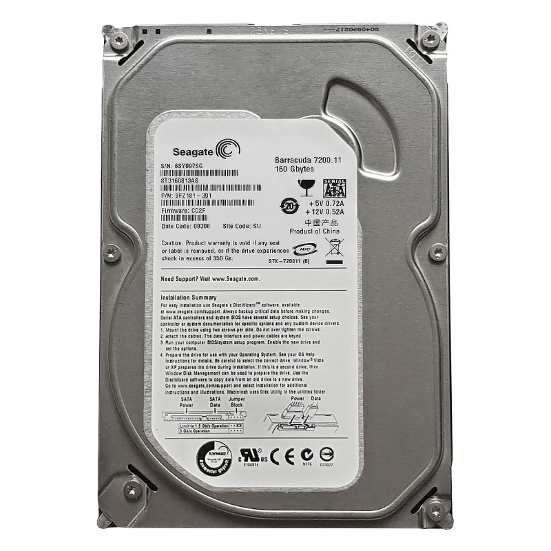 Жесткий диск Seagate 9FZ181 160Gb SATAII 3,5" HDD 9FZ181 - фото 30606