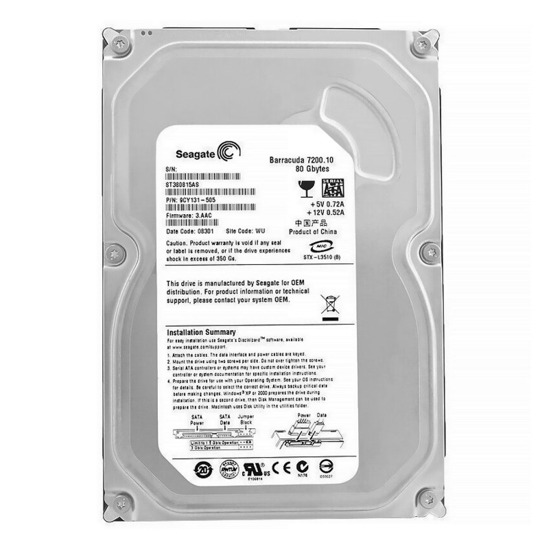 Жесткий диск Seagate 9CY131 80Gb SATAII 3,5" HDD 9CY131 - фото 30610