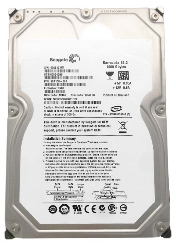 Жесткий диск Seagate 9CA158 1Tb SATAII 3,5" HDD 9CA158 - фото 30779