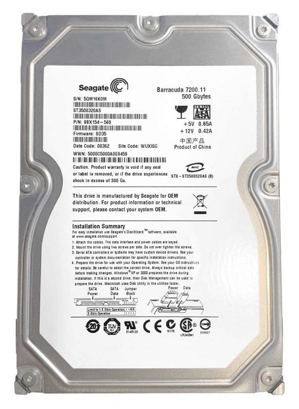 Жесткий диск Seagate 9BX154 500Gb SATAII 3,5" HDD 9BX154 - фото 30801