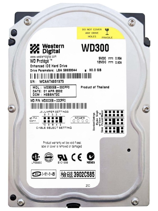 Жесткий диск Western Digital WD300EB 30Gb 5400 IDE 3.5" HDD WD300EB - фото 31021