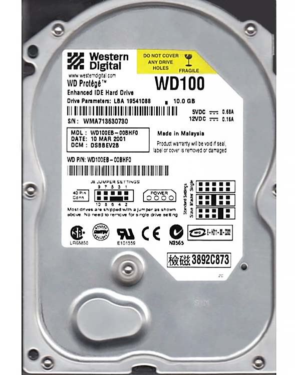 Жесткий диск Western Digital WD100EB 10Gb 5400 IDE 3.5" HDD WD100EB - фото 31024