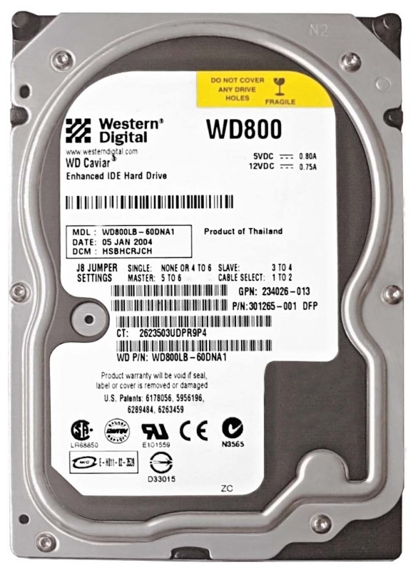 Жесткий диск Western Digital WD800LB 80Gb 7200 IDE 3.5" HDD WD800LB - фото 31027