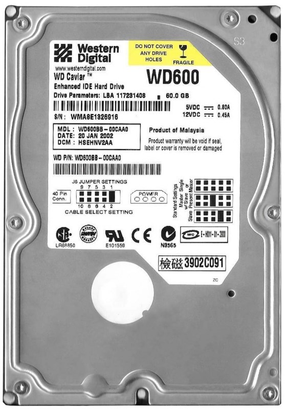 Жесткий диск Western Digital WD600BB 60Gb 7200 IDE 3.5" HDD WD600BB - фото 31033