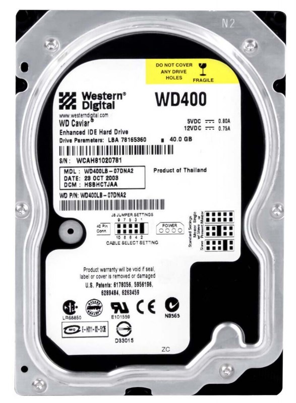 Жесткий диск Western Digital WD400LB 40Gb 7200 IDE 3.5" HDD WD400LB - фото 31036