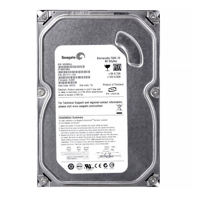 Жесткий диск Seagate 9CY111 80Gb 7200 SATAII 3.5" HDD 9CY111 - фото 31040