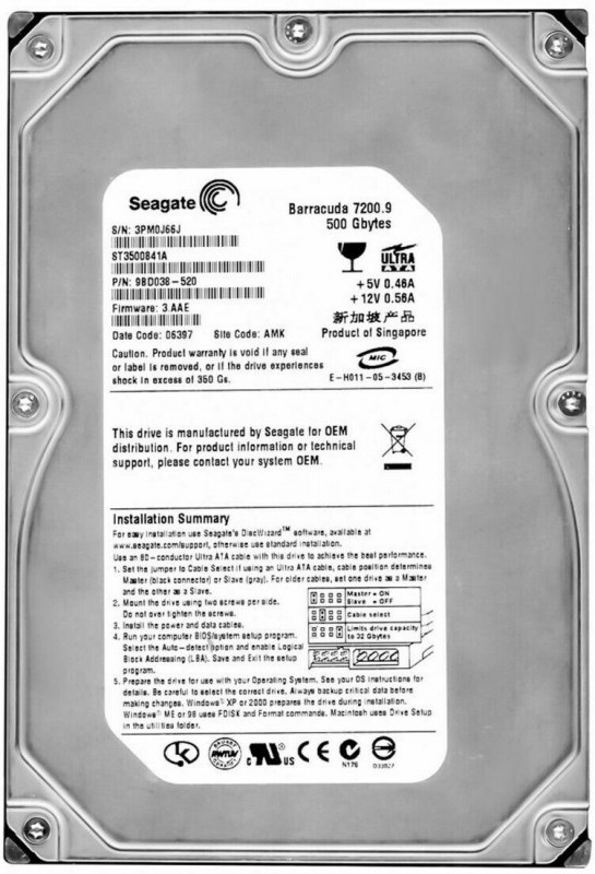 Жесткий диск Seagate ST3500841A 500Gb 7200 IDE 3.5" HDD ST3500841A - фото 31133