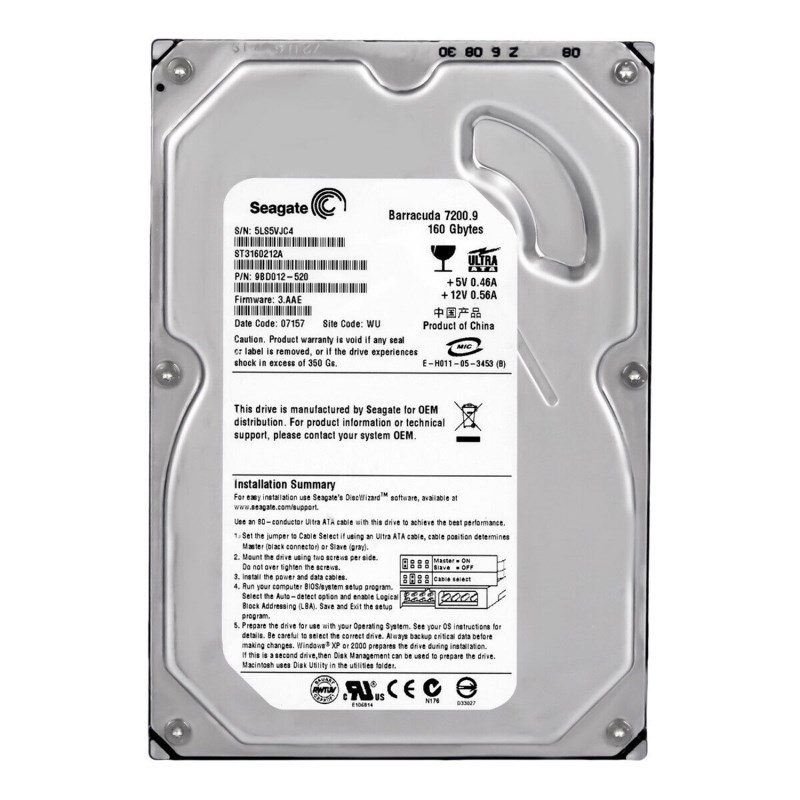 Жесткий диск Seagate 9BD012 160Gb 7200 IDE 3.5" HDD 9BD012 - фото 31169