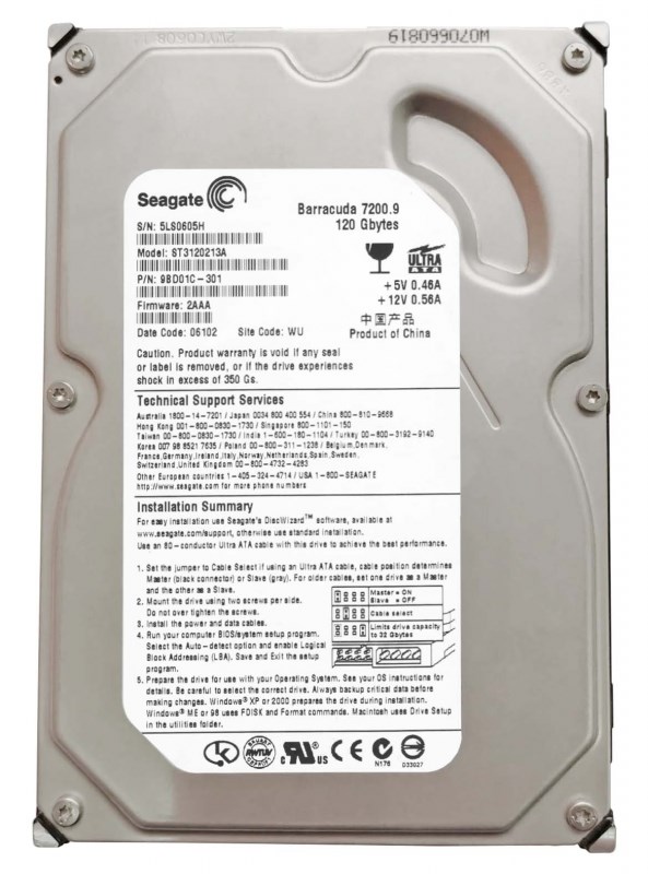 Жесткий диск Seagate 9BD01C 120Gb 7200 IDE 3.5" HDD 9BD01C - фото 31175