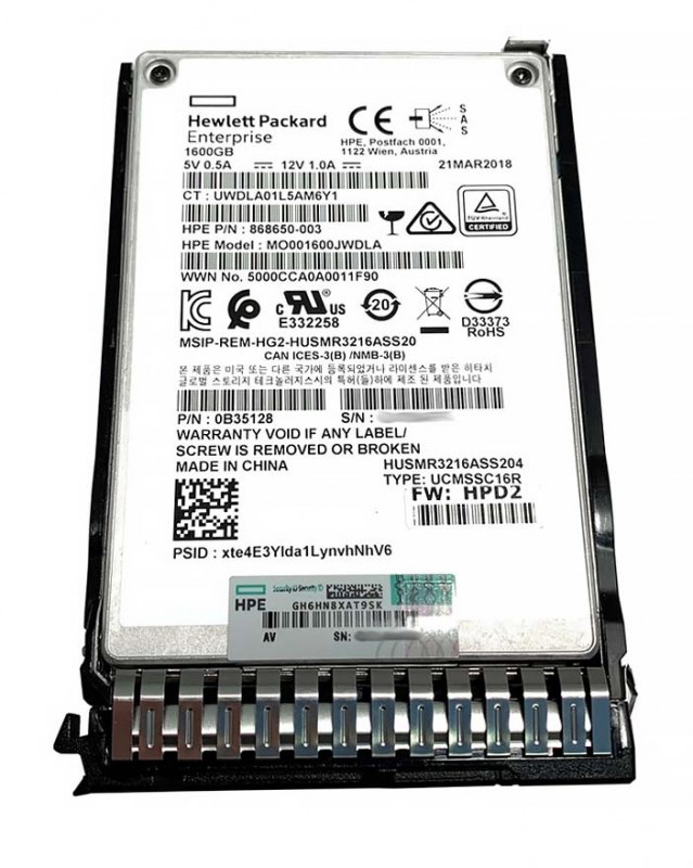 Жесткий диск HP 873570-001 1,6Tb SAS 2,5" SSD 873570-001 - фото 31419