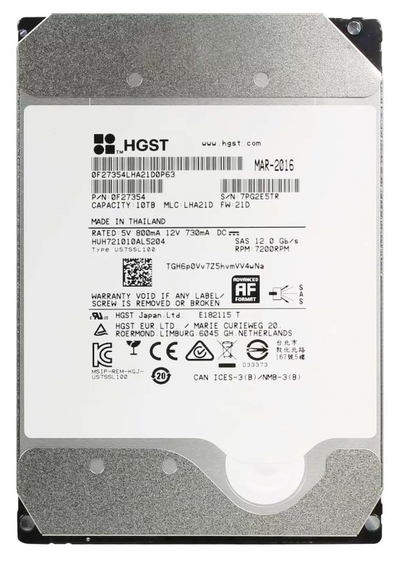 Жесткий диск HGST HUH721010AL5204 10Tb 7200 SAS 3,5" HDD HUH721010AL5204 - фото 33044