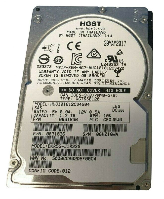 Жесткий диск HGST HUC101812CS4204 1,2Tb 10520 SAS 2,5" HDD HUC101812CS4204 - фото 33112