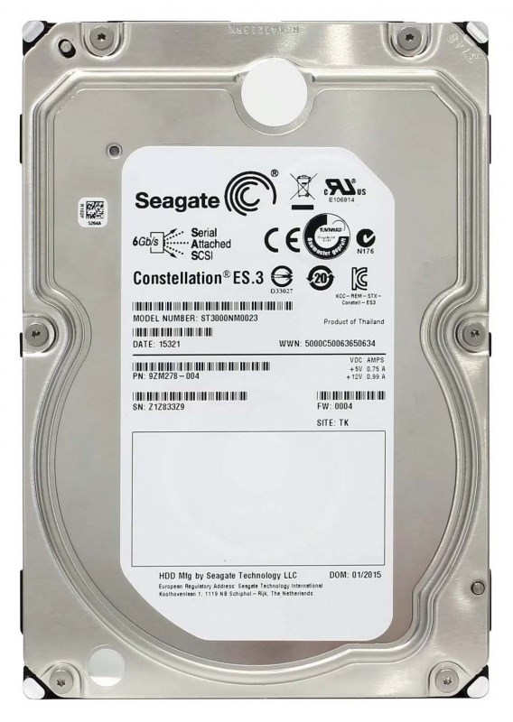 Жесткий диск Seagate 9ZM278 3Tb SAS 3,5" HDD 9ZM278 - фото 35368